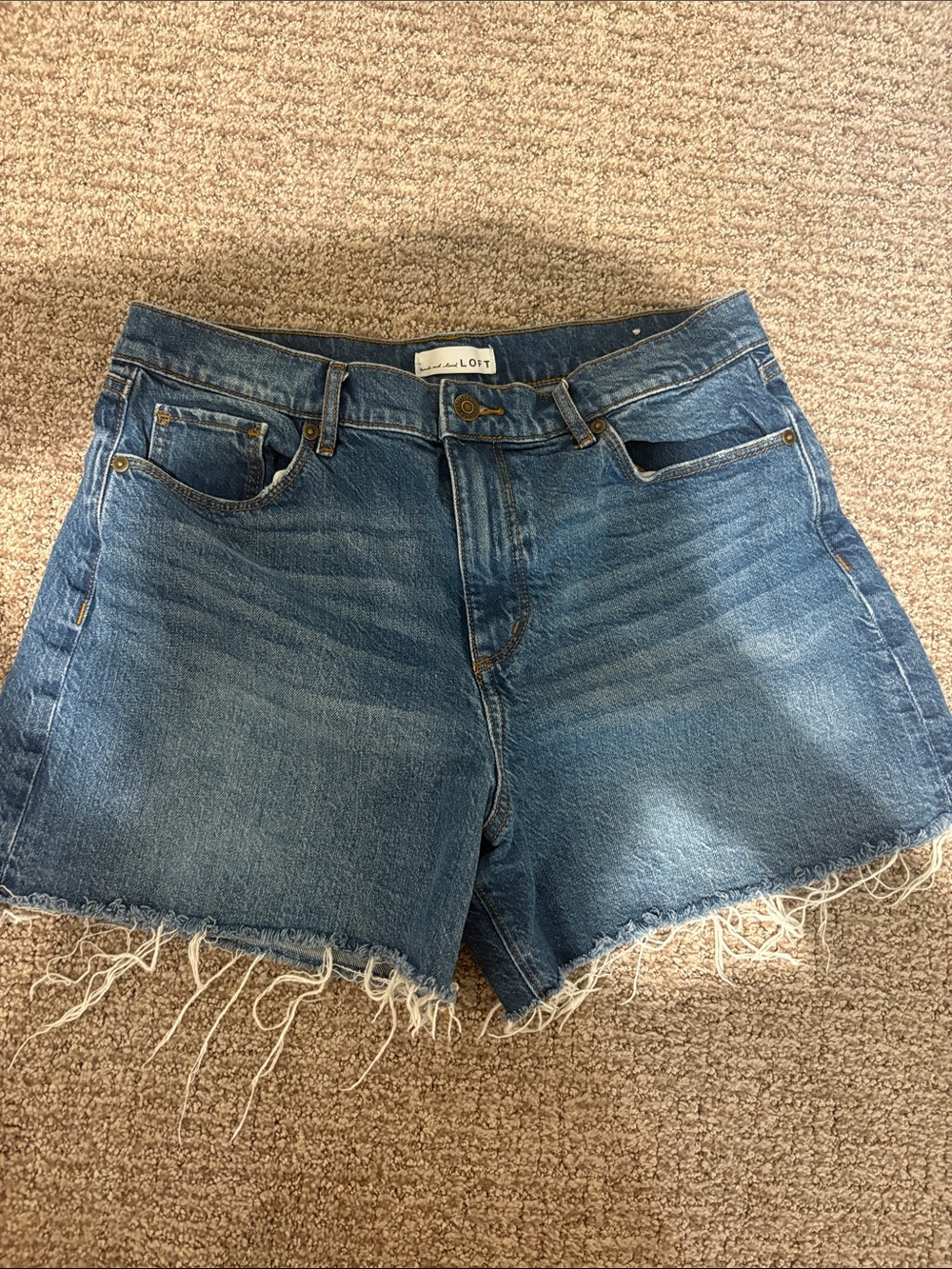 LOFT Distressed Blue Denim Cutoff Shorts